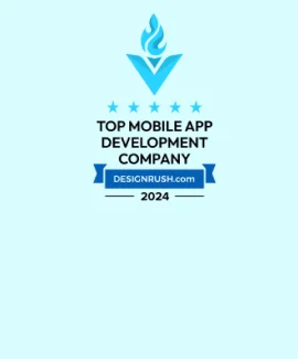 showing DeisgnRush award we won for a top mobile app development company in 2024